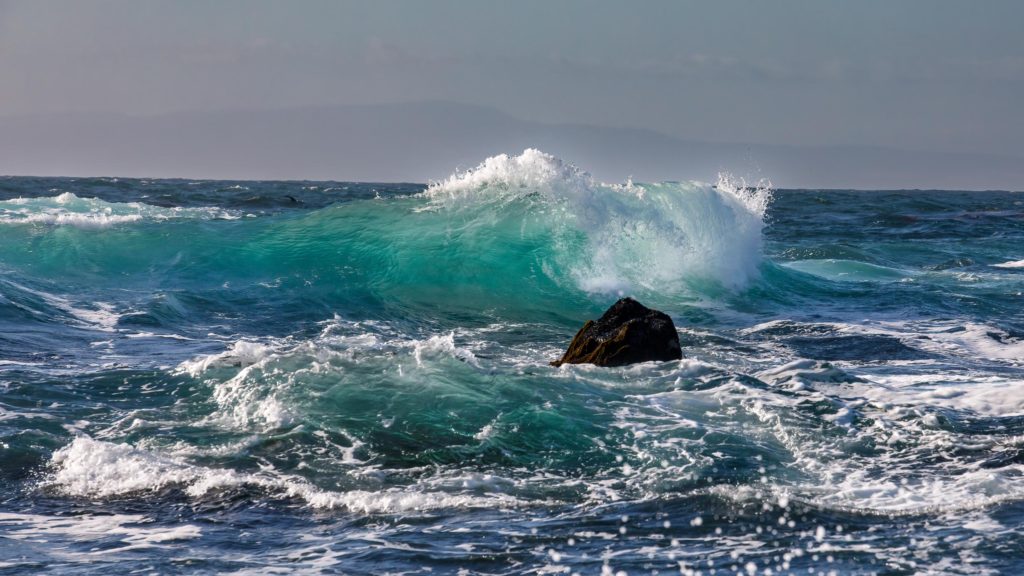 Blue green wave Monterey, california