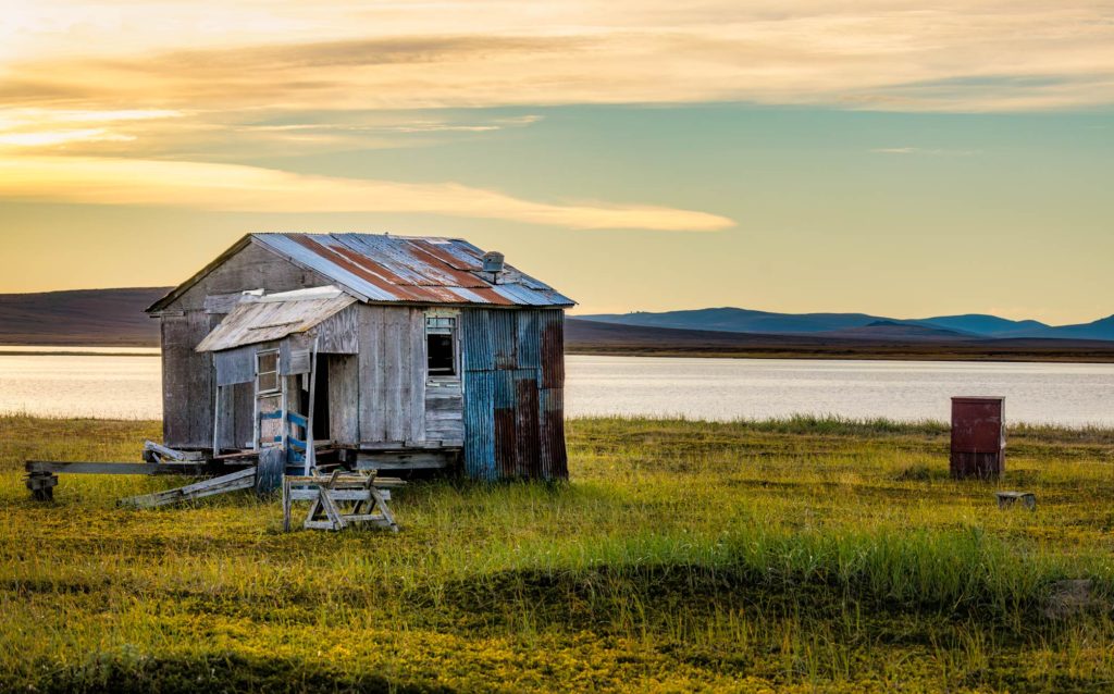 Rustic fish camp in Safety Sound, Alaska near Nome