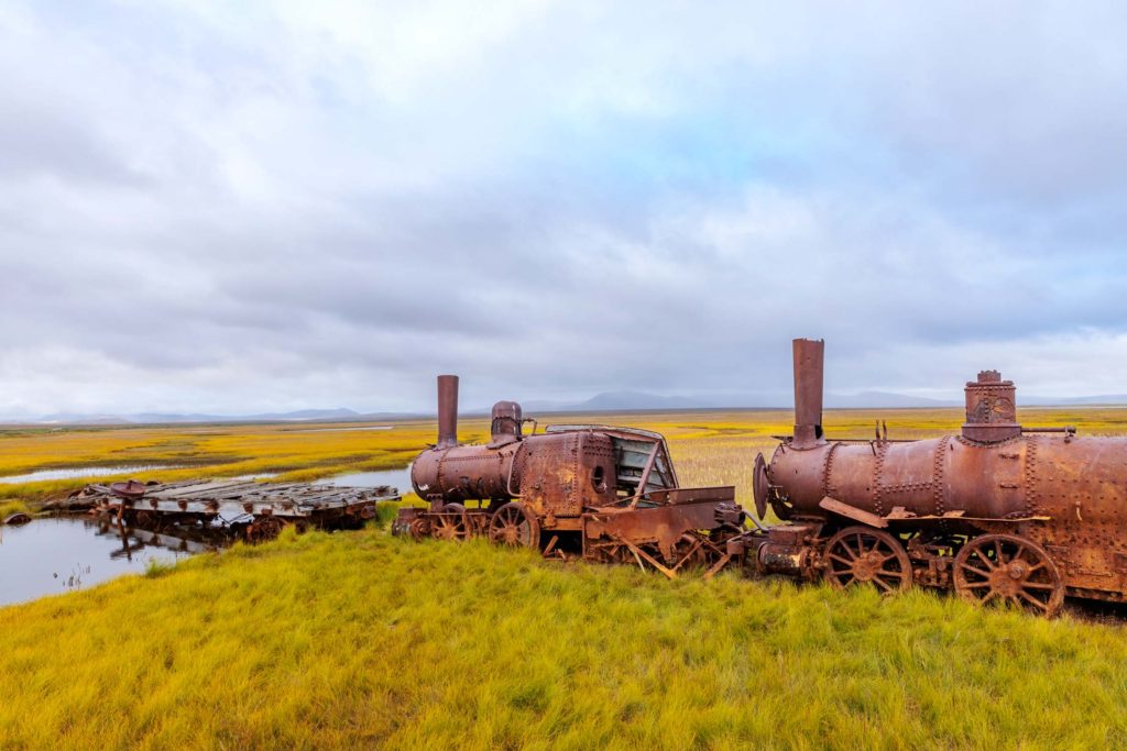 Last Train to Nowhere on fall tundra near Nome, Alaska