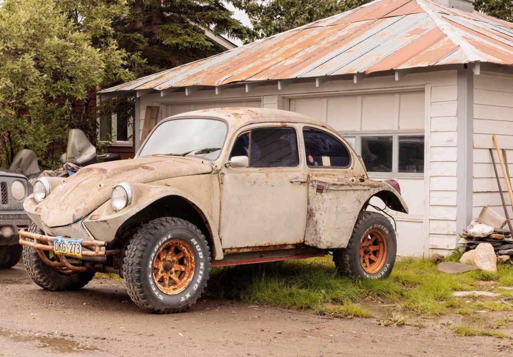 antique VW bug in Nome, Alaska