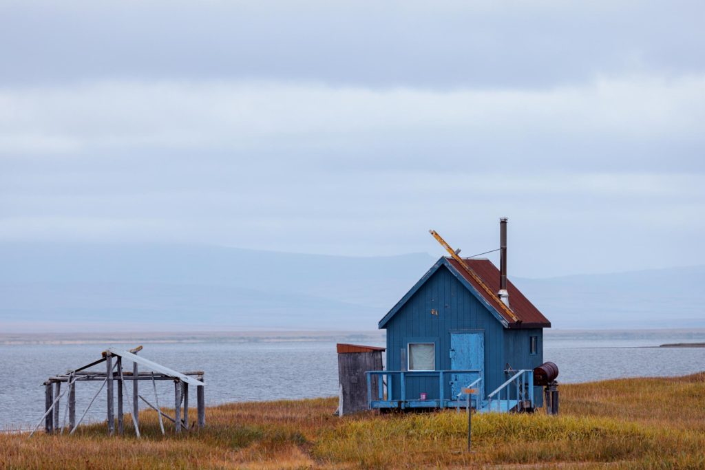 Fish camp on Safety Sound near Nome Alaska