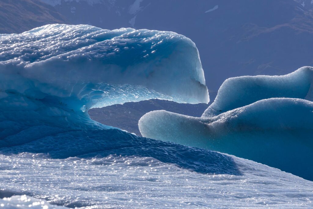 Iceburg takes the form of whale on Knik Glacier in Alaska