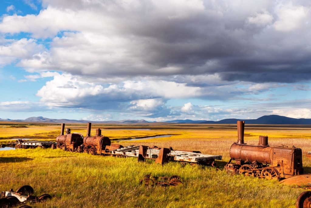 Last train to nowhere is an abandoned locomotive from gold rush near Nome, Alaska